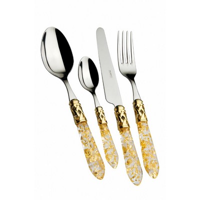ALADDIN Cutlery Service - 31 Pieces - Straws and Gold Ring